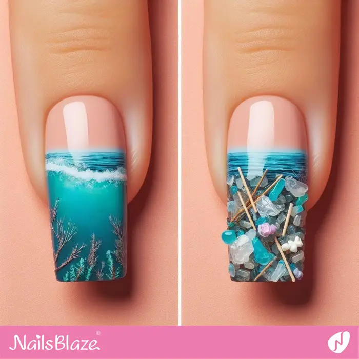 Plastic is Sitting at the Bottom of the Ocean | Nail Art | Save the Ocean Nails - NB3099